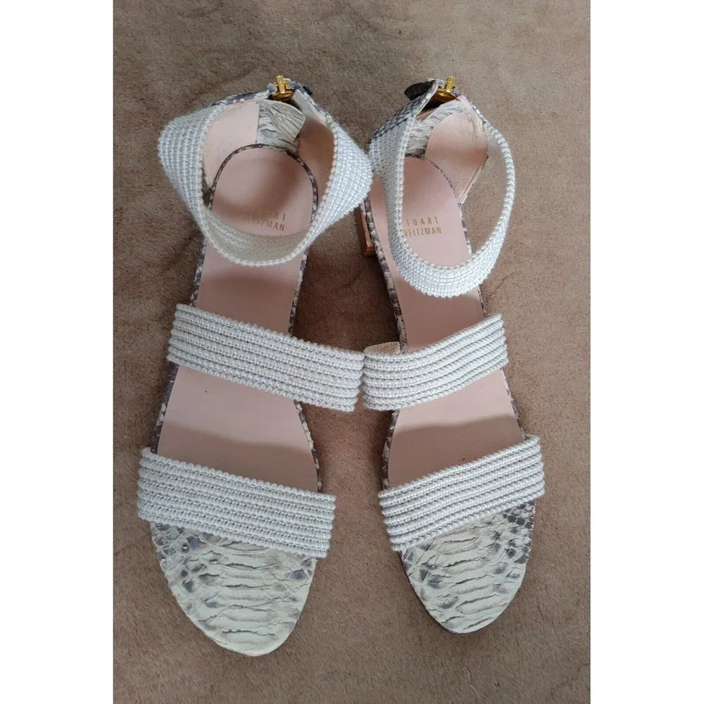 stuart weitzman Women's flat  sandals Strappy 12 leather - Picture 2 of 6